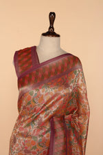 Load image into Gallery viewer, Purplish-Gold Banarasi Silk Saree with Minakari Weaving
