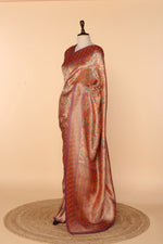 Load image into Gallery viewer, Purplish-Gold Banarasi Silk Saree with Minakari Weaving

