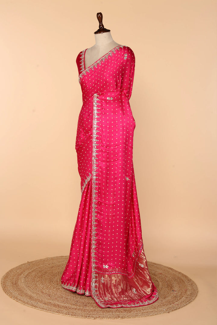 Rani Gaji Silk Saree with Abla & Pearl Work