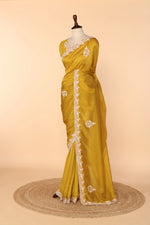 Load image into Gallery viewer, Golden Yellow Tissue Saree with Gota Patti &amp; Zardosi Work
