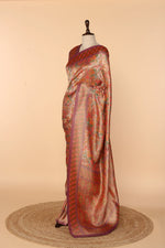 Load image into Gallery viewer, Purplish-Gold Banarasi Silk Saree with Minakari Weaving
