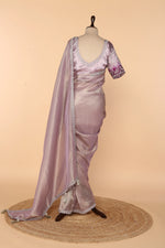 Load image into Gallery viewer, Lavender Tissue Saree with Silver Cutdana Work
