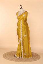 Load image into Gallery viewer, Golden Yellow Tissue Saree with Gota Patti &amp; Zardosi Work
