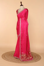 Load image into Gallery viewer, Rani Gaji Silk Saree with Abla &amp; Pearl Work
