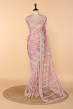 Load image into Gallery viewer, Lavender Tissue Saree with 3D Sequin &amp; Cutdana Work
