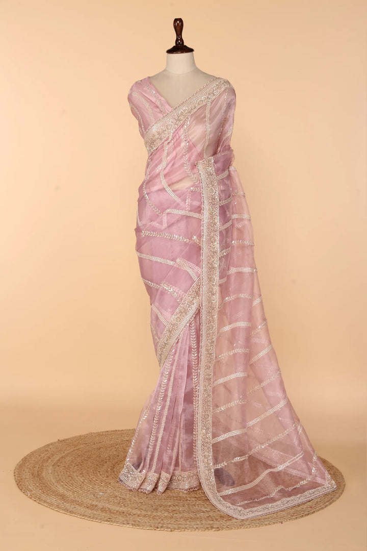 Lavender Tissue Saree with 3D Sequin & Cutdana Work