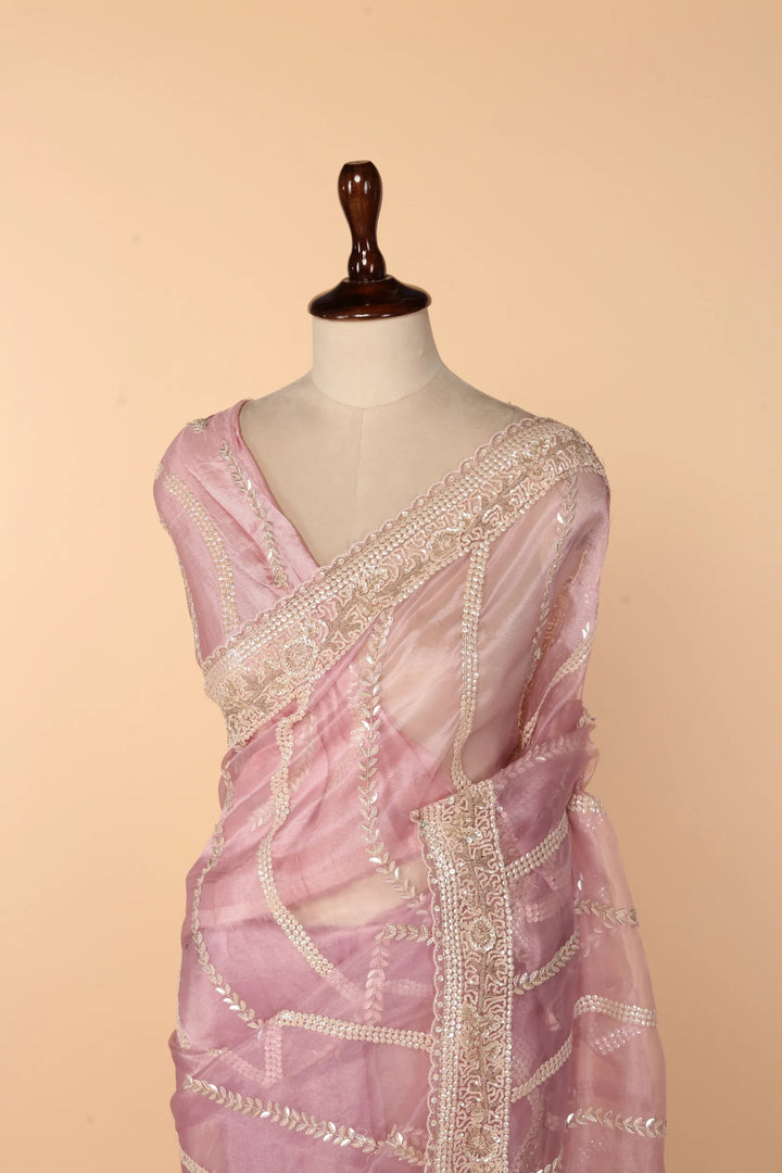Lavender Tissue Saree with 3D Sequin & Cutdana Work