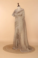 Load image into Gallery viewer, Copper Tissue Saree with Sequin, Zardosi &amp; Multicolour Bead Work
