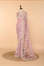 Load image into Gallery viewer, Lavender Tissue Saree with 3D Sequin &amp; Cutdana Work
