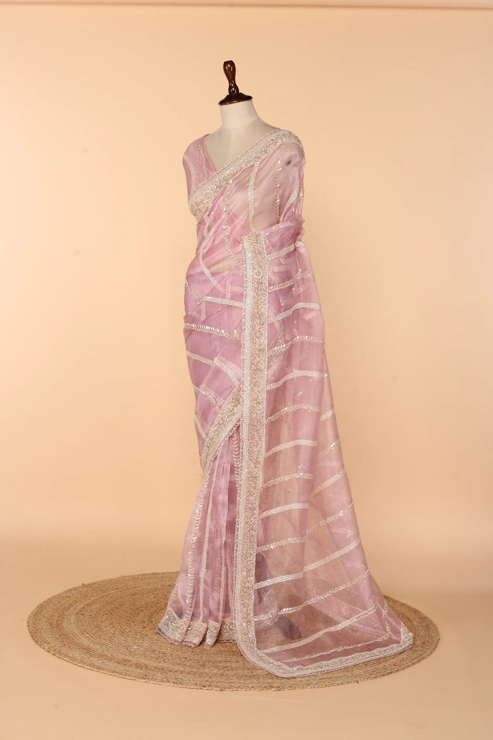Lavender Tissue Saree with 3D Sequin & Cutdana Work