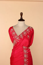 Load image into Gallery viewer, Classic Red Abutai Silk Saree with Pearl, Cutdana, Zardosi &amp; Sequin Work
