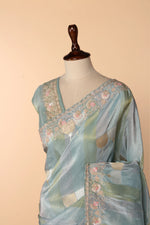 Load image into Gallery viewer, Majestic Blue Banarasi Tissue Saree with Pita, Zardosi &amp; Cutdana Work
