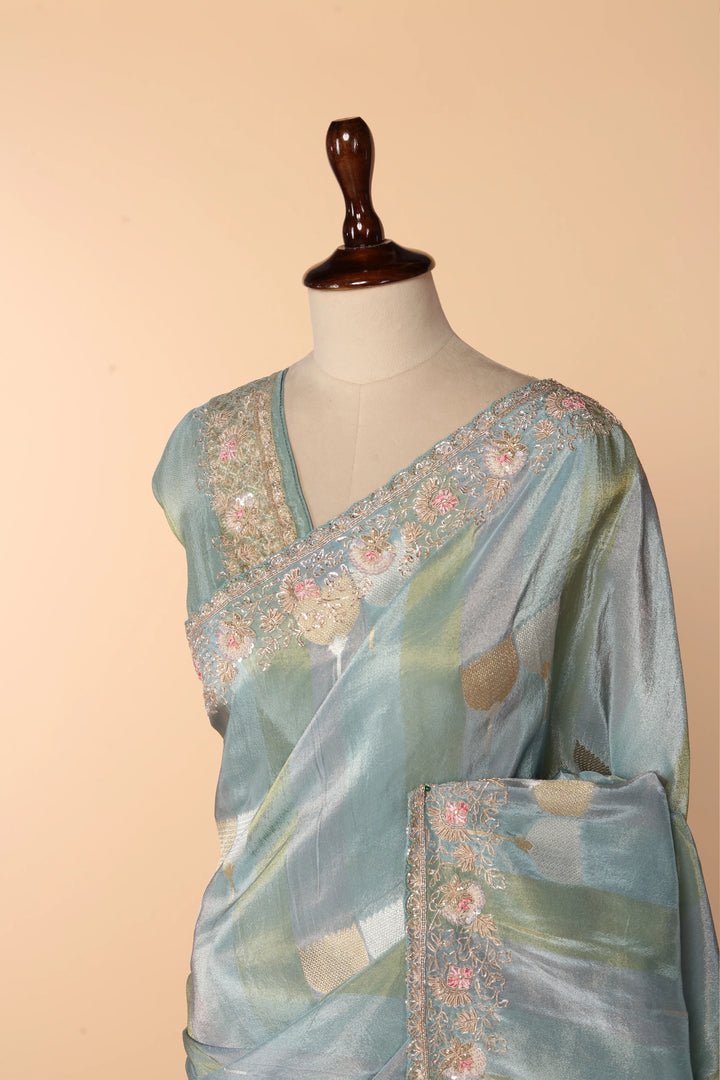 Majestic Blue Banarasi Tissue Saree with Pita, Zardosi & Cutdana Work