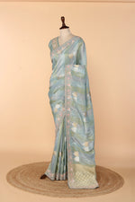 Load image into Gallery viewer, Majestic Blue Banarasi Tissue Saree with Pita, Zardosi &amp; Cutdana Work
