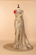 Load image into Gallery viewer, Honey Gold Banarasi Silk Saree with Marodi, Resham &amp; Sequin Work
