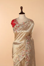Load image into Gallery viewer, Honey Gold Banarasi Silk Saree with Marodi, Resham &amp; Sequin Work
