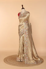 Load image into Gallery viewer, Honey Gold Banarasi Silk Saree with Marodi, Resham &amp; Sequin Work
