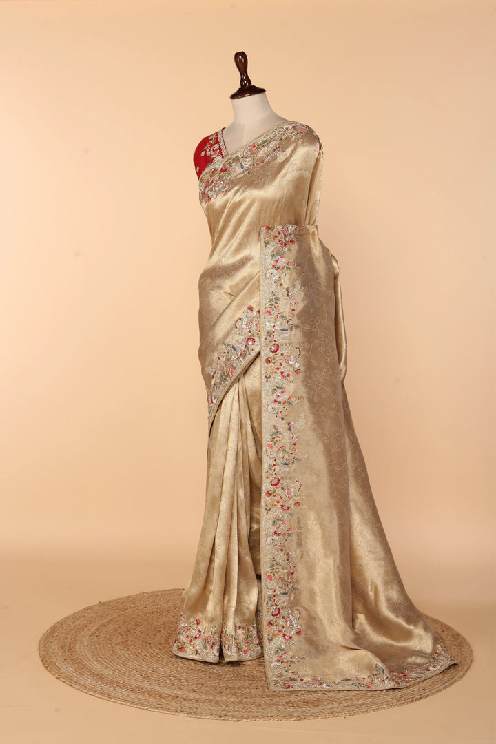 Honey Gold Banarasi Silk Saree with Marodi, Resham & Sequin Work