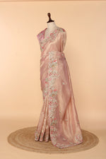 Load image into Gallery viewer, Powder Pink Banarasi Organza Saree with Multicolour Thread, Dori &amp; Sequin Work
