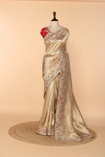Load image into Gallery viewer, Honey Gold Banarasi Silk Saree with Marodi, Resham &amp; Sequin Work
