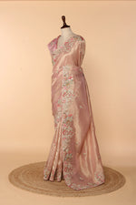 Load image into Gallery viewer, Powder Pink Banarasi Organza Saree with Multicolour Thread, Dori &amp; Sequin Work
