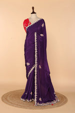 Load image into Gallery viewer, Regal Purple Abutai Silk Saree with Zardosi &amp; Sequin Work
