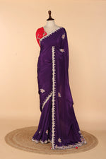 Load image into Gallery viewer, Regal Purple Abutai Silk Saree with Zardosi &amp; Sequin Work
