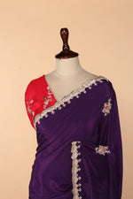 Load image into Gallery viewer, Regal Purple Abutai Silk Saree with Zardosi &amp; Sequin Work
