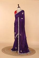 Load image into Gallery viewer, Regal Purple Abutai Silk Saree with Zardosi &amp; Sequin Work

