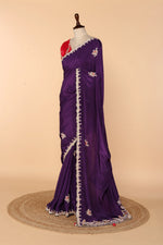 Load image into Gallery viewer, Regal Purple Abutai Silk Saree with Zardosi &amp; Sequin Work
