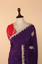 Load image into Gallery viewer, Regal Purple Abutai Silk Saree with Zardosi &amp; Sequin Work
