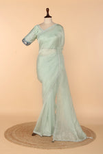 Load image into Gallery viewer, Mint Green Georgette Tissue Saree with Japanese Bead Work
