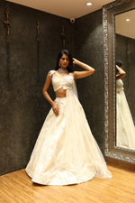 Load image into Gallery viewer, Ivory Appliqué &amp; Kardana Indowestern Set with One-Side Sleeve
