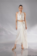 Load image into Gallery viewer, Pearl White Cape &amp; Dhoti Set
