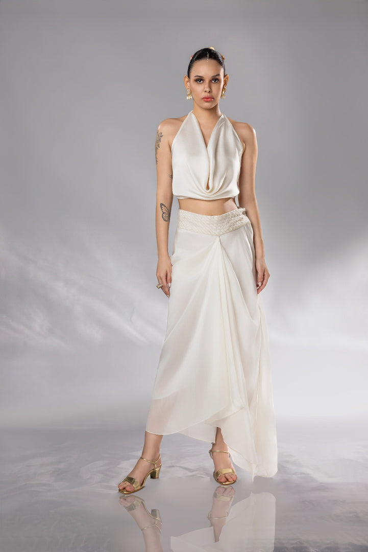 Pearl White Cape & Dhoti Set