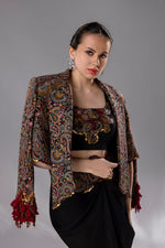 Load image into Gallery viewer, Midnight Paisley Fusion Cape Set