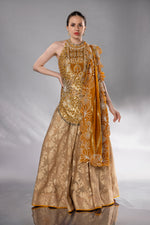 Load image into Gallery viewer, Ochre &amp; Gold Embroidered Halter-Neck Sharara Set