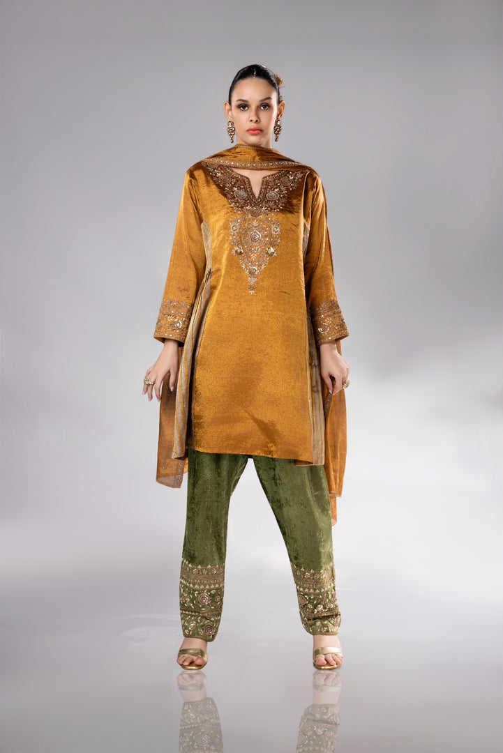 Mustard & Olive Velvet Set
