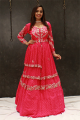 Fuchsia Pink Printed Indo Western Clothing 