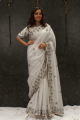 Steel Grey Soft Organza Saree | Buy Online | Emiraas by Indrani 