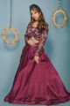 Wine Satin Ruffled Skirt and Top For Women Online | Emiraas by Indrani 