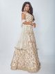 Cream Net Lehenga With Lumpy Gota