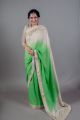 White & Green Gradient Designer Sarees 