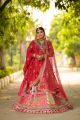 Bridal lehenga with patch work and hand embroidery