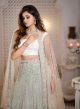 Mint X White Raw Silk Lehenga for Women Online | Emiraas by Indrani 