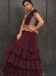 Wine & Mud Combination Designer Lehenga Online - Emiraas By Indrani